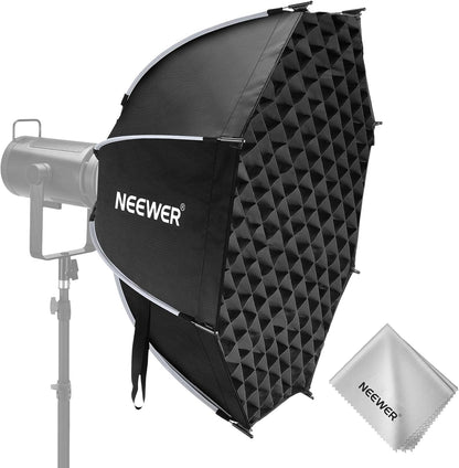 NEEWER Bowens Mount Soft Box Compatibel met Aputure 120d Compatibel met Godox SL60w Q4 AS600B CB300B Q300 Licht, diffusers, rooster, tas en reinigingsdoek, NS92P