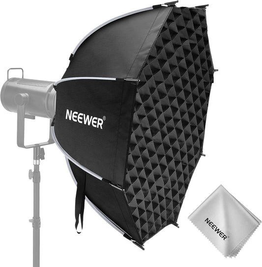 NEEWER Bowens Mount Soft Box Compatibel met Aputure 120d Compatibel met Godox SL60w Q4 AS600B CB300B Q300 Licht, diffusers, rooster, tas en reinigingsdoek, NS92P