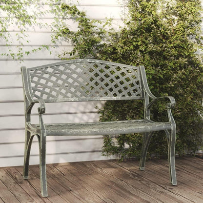Tuinbank, 102 cm, gegoten aluminium, groen, zitbank, parkbank, balkonbank, outdoor bank voor tuin, terras, balkon - QUORE