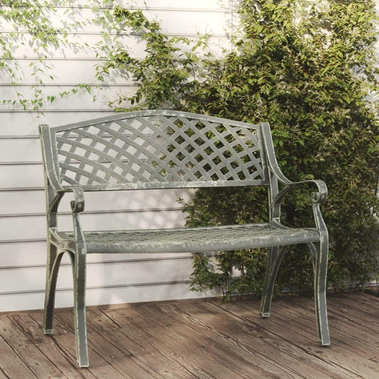 Tuinbank, 102 cm, gegoten aluminium, groen, zitbank, parkbank, balkonbank, outdoor bank voor tuin, terras, balkon - QUORE
