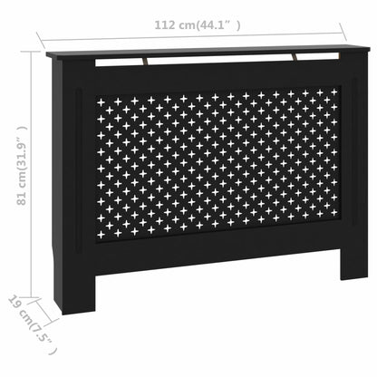 Radiatorombouw – Radiatorafdekking – Radiatorkast – Verwarming Ombouw – Radiatorpaneel – Zwart MDF – 112x19x81,5 cm – Eenvoudige Wandmontage