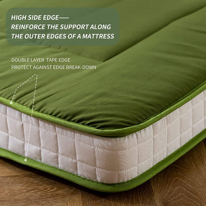 Maxyoyo Futon matras, gewatteerde Japanse vloermatras, gewatteerd, extra dik opvouwbaar slaapkussen, ademend vloerligbed, logeerbed (groen, eenpersoons)