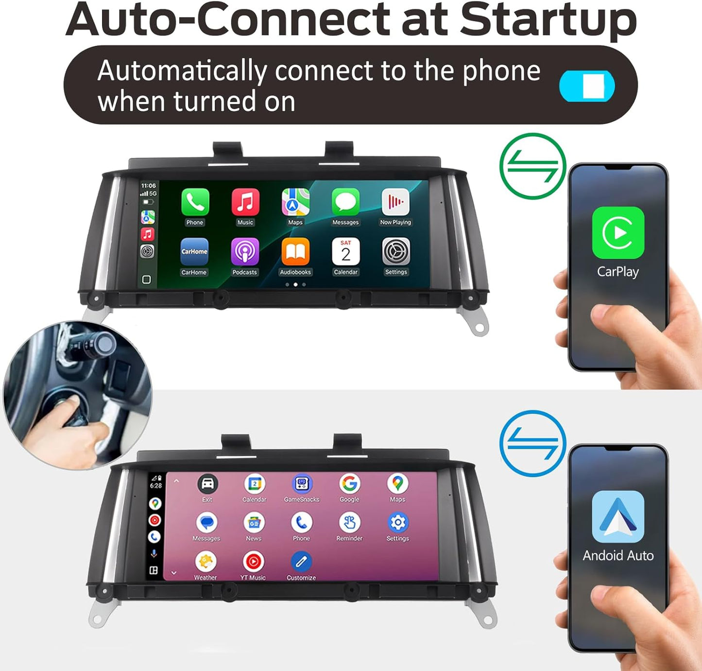 Fast Boot Linux Autoradio Compatible with BMW X3 X4 Series F25 F26 (2011-2013) CIC iDrive Upgrade |Bluetooth/Wireless CarPlay/Android Auto | Retains OEM Controls