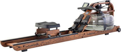 Fluid Rower Viking 3 XL Rowing Machine - 10 Resistance Rowing Machine - Heart Rate Monitor - Water Resistance - Rowing Machine for Home - Color: Walnut - QUORE
