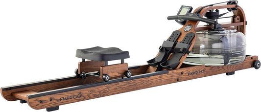 Fluid Rower Viking 3 XL Rowing Machine - 10 Resistance Rowing Machine - Heart Rate Monitor - Water Resistance - Rowing Machine for Home - Color: Walnut - QUORE