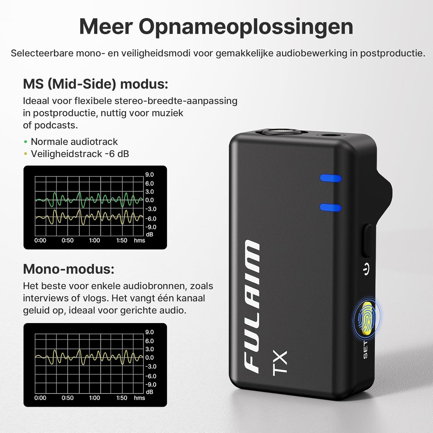 FULAIM X6 Compact, Draadloos Digitaal Microfoonsysteem voor 4 Personen, voor Camera's en Smartphones (2,4 GHz) - Ideaal voor Interviews, Vlogging, Podcasts, Online Lessen, Live Streaming