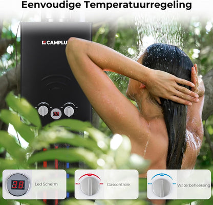 CAMPLUX BW158BC 6 L/min Gas Boiler, Butaan (28-30mbar)/ Propaan (37 mbar), 10 kW, voor Camping, RV, Wassen Paarden