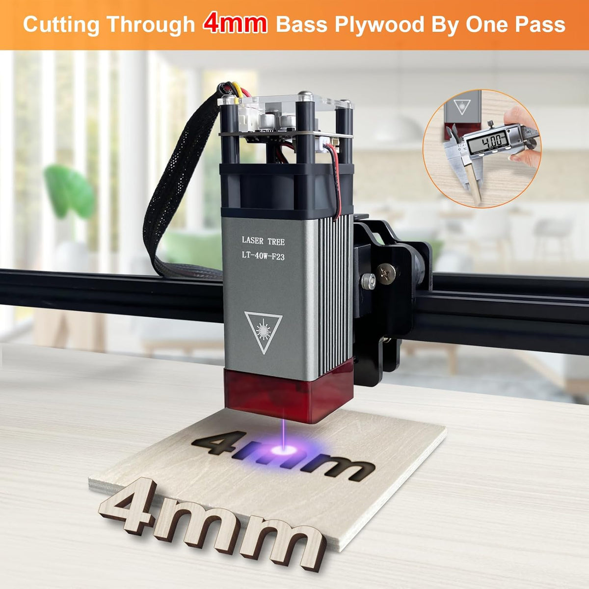 Opgewaardeerde 40W Lasermodule, LASER TREE 23mm Balance graveer- en snijkop met vaste focus, lasergraveermodule 5W optisch vermogen met metalen windkap, geschikt voor lasergraveermachine