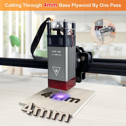 Opgewaardeerde 40W Lasermodule, LASER TREE 23mm Balance graveer- en snijkop met vaste focus, lasergraveermodule 5W optisch vermogen met metalen windkap, geschikt voor lasergraveermachine