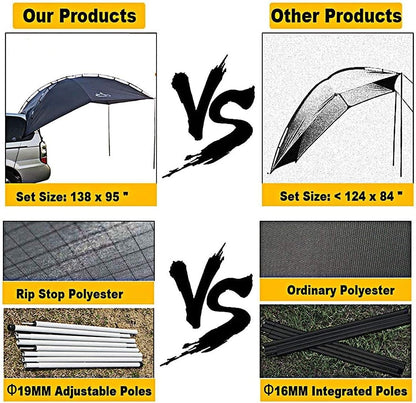 Hasika Awning Camper Trailer Roof Top Family Tent for Beach Camping SUV, MPV, Hatchback en Sedan UV-bescherming Tents voor camping 6 personen van