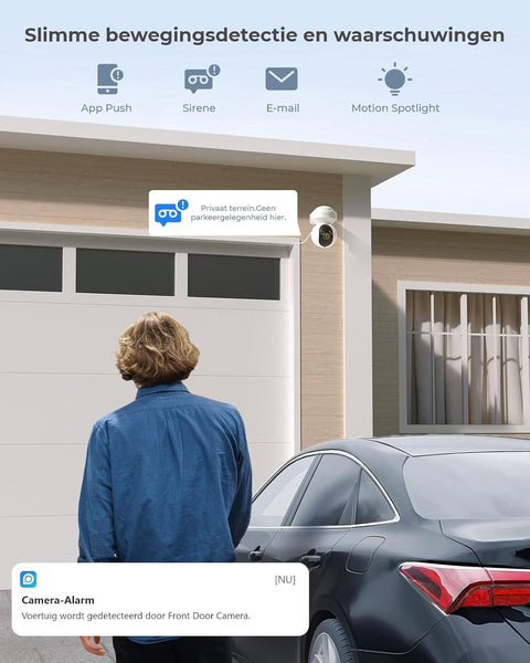 Beveiligingscamera - Wifi-beveiligingscamera - Camerabewaking - Draadloos - voor Buiten - 2.4 & 5GHz - 5MP - CCTV-camera - met AI-detectie van Mens - Huisdier - Automatisch Volgen - 3x Optische Zoom - Oudere Huisdieren - Tweerichtingsgeluid - Wit