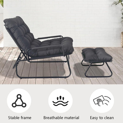 Relaxfauteuil – Relaxstoel – Tv-fauteuil – Verstelbare Zetel – Leunstoel Met Voetenbank – Verstelbare Rugleuning – Stevig Metalen Frame – Ruime Afmetingen 83x74x130 cm
