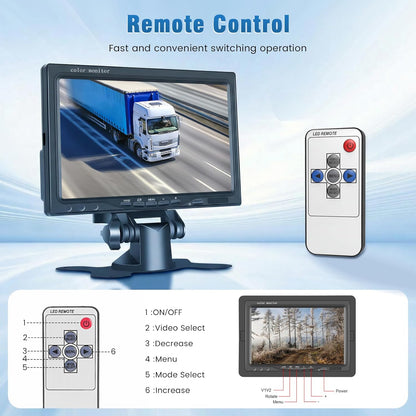 Achteruitrijcamera, 2 camera's, 7 inch, IPS-monitor, AHD-camera, waterdicht, nachtzicht, kabel voor achteruitrijcamera, back-upcamera, parkeerhulp voor vrachtwagen, aanhanger, bus, bestelwagen