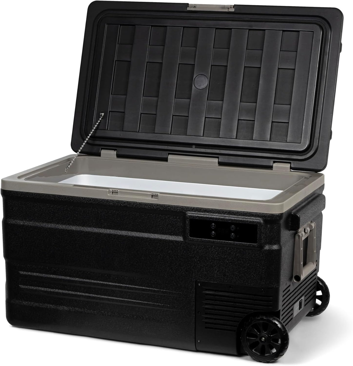 Steamy-E Single Zone 75 Roller, Elektrische Compressor Koelbox op Wielen, 74 Liter, Zwart, 12V/230V, voor vriezen en koelen van -20 tot +20, ideaal voor op de camping
