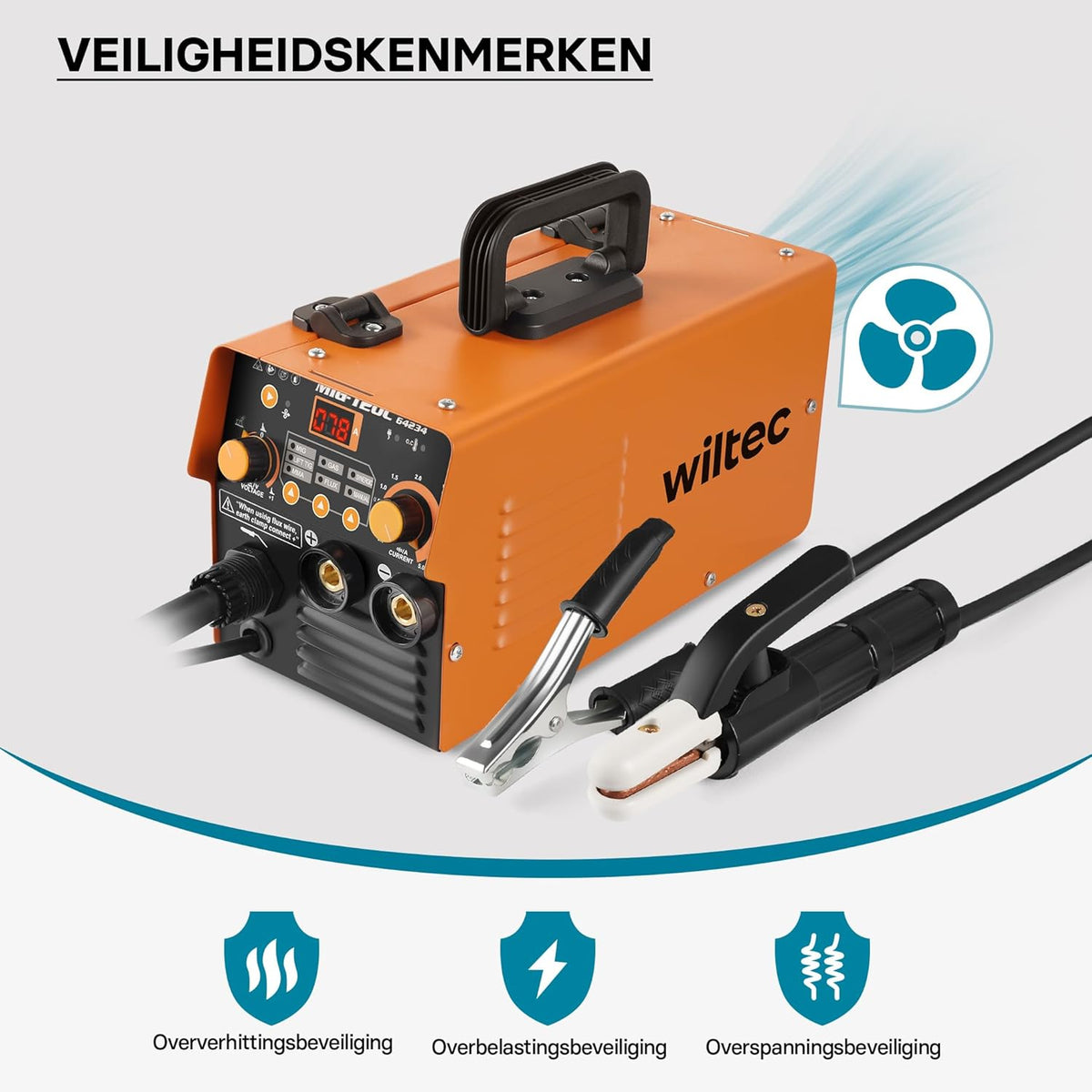 XPOtool digitaal lasapparaat IGBT 120 A v. MIG-, MMA-/E-Hand-, Flux-/vuldraad-,WIG-/TIG-lassen FCAW