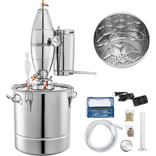 VEVOR Waterketel voor gedestilleerd water, 70 l, heet water voor gedestilleerd water, gebruikt als fermentatiecontainer voor het gisten van dranken of specerijen, 40 x 40 cm, roestvrij staal