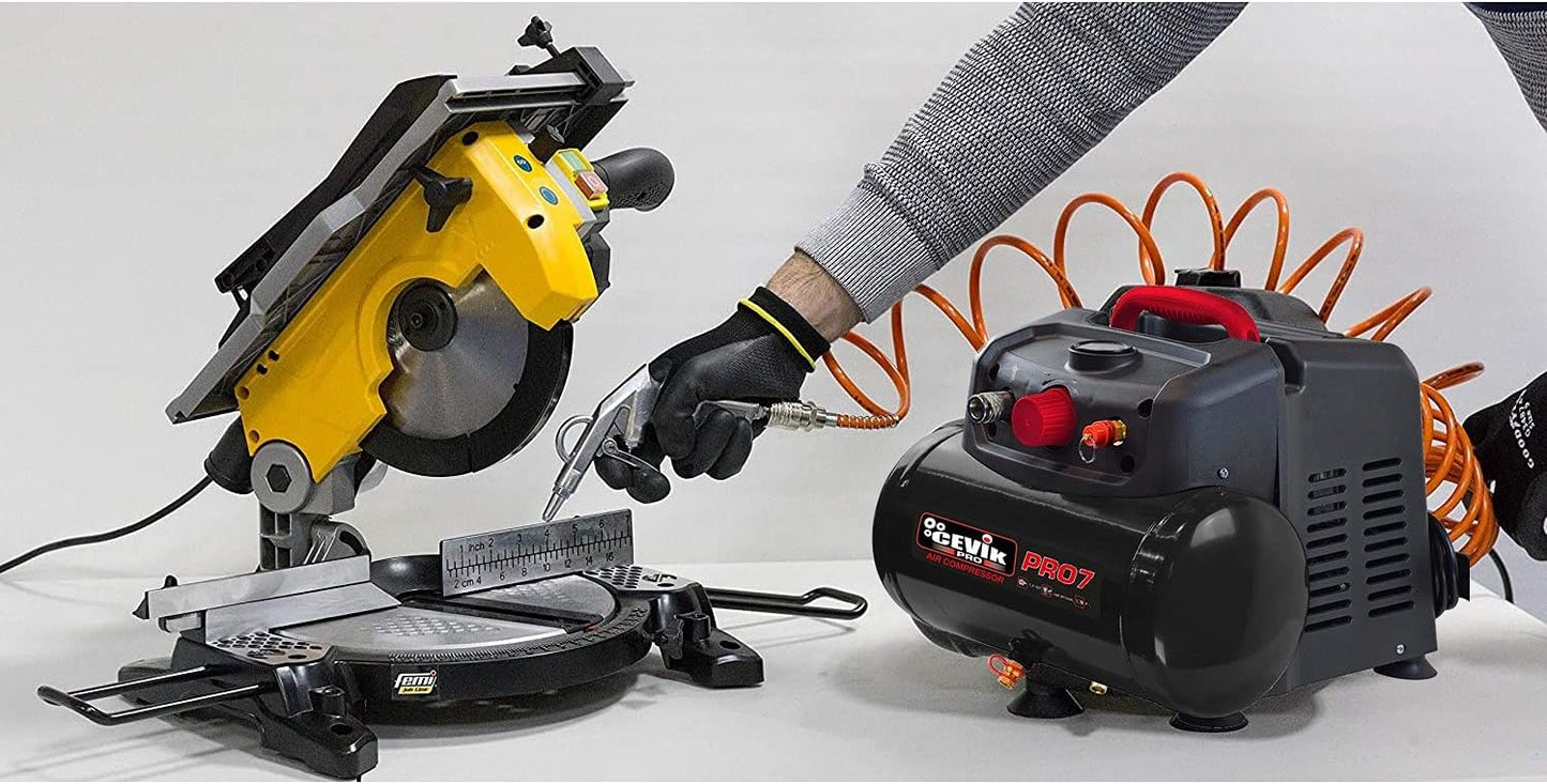 Luchtcompressor – Compressorpomp – Persluchtcompressor – Bandopblazer – Olievrije compressor – 6 Liter Tank – 1,5 PK Motor – Max 8 Bar Druk – Onderhoudsvrij – Transportwielen