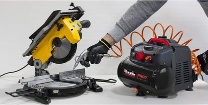 Luchtcompressor – Compressorpomp – Persluchtcompressor – Bandopblazer – Olievrije compressor – 6 Liter Tank – 1,5 PK Motor – Max 8 Bar Druk – Onderhoudsvrij – Transportwielen