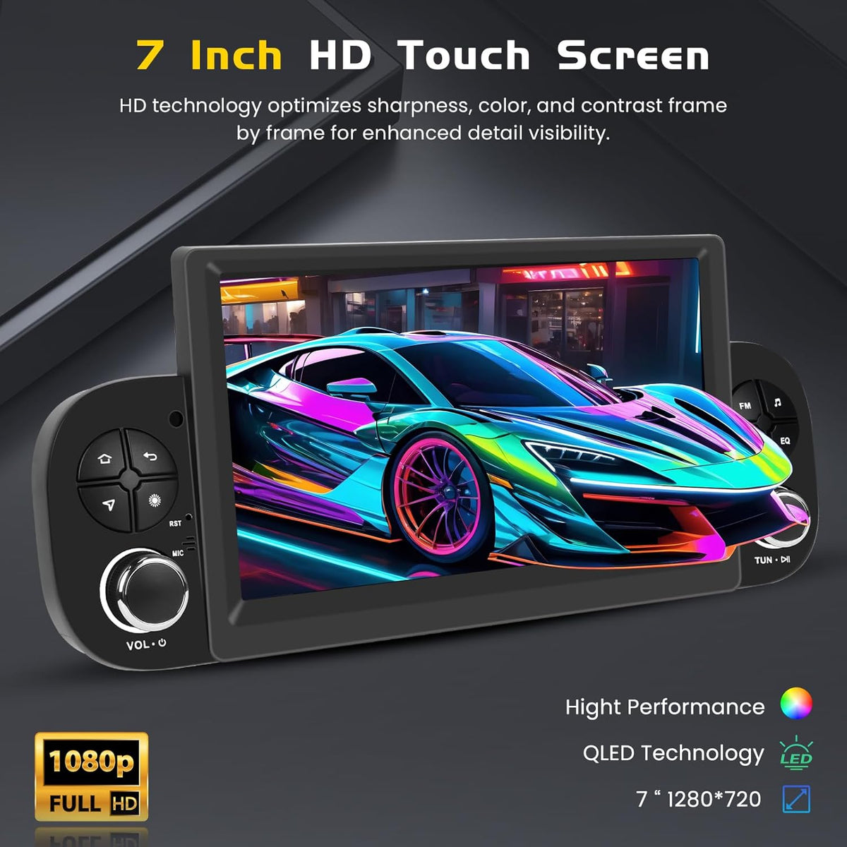 Android 15 Autoradio – Touchscreen Autoradio – Multimediascherm – Navigatiesysteem – Bluetooth Autoradio – Geschikt Voor 2003-2012 Uitvoering – Draadloze CarPlay & Android Auto – 7 Inch Touchscreen
