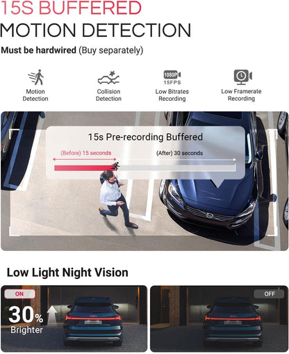 VANTRUE E1 Pro 4K Mini Dash Cam Voorkant, STARVIS 2 Plate Pix™ HDR Nachtzicht Autocamera, Ingebouwde 5G WiFi GPS, 1,54'' scherm, LTE-ondersteuning, Spraakbesturing, 24H Gebufferde Parkeermodus, On