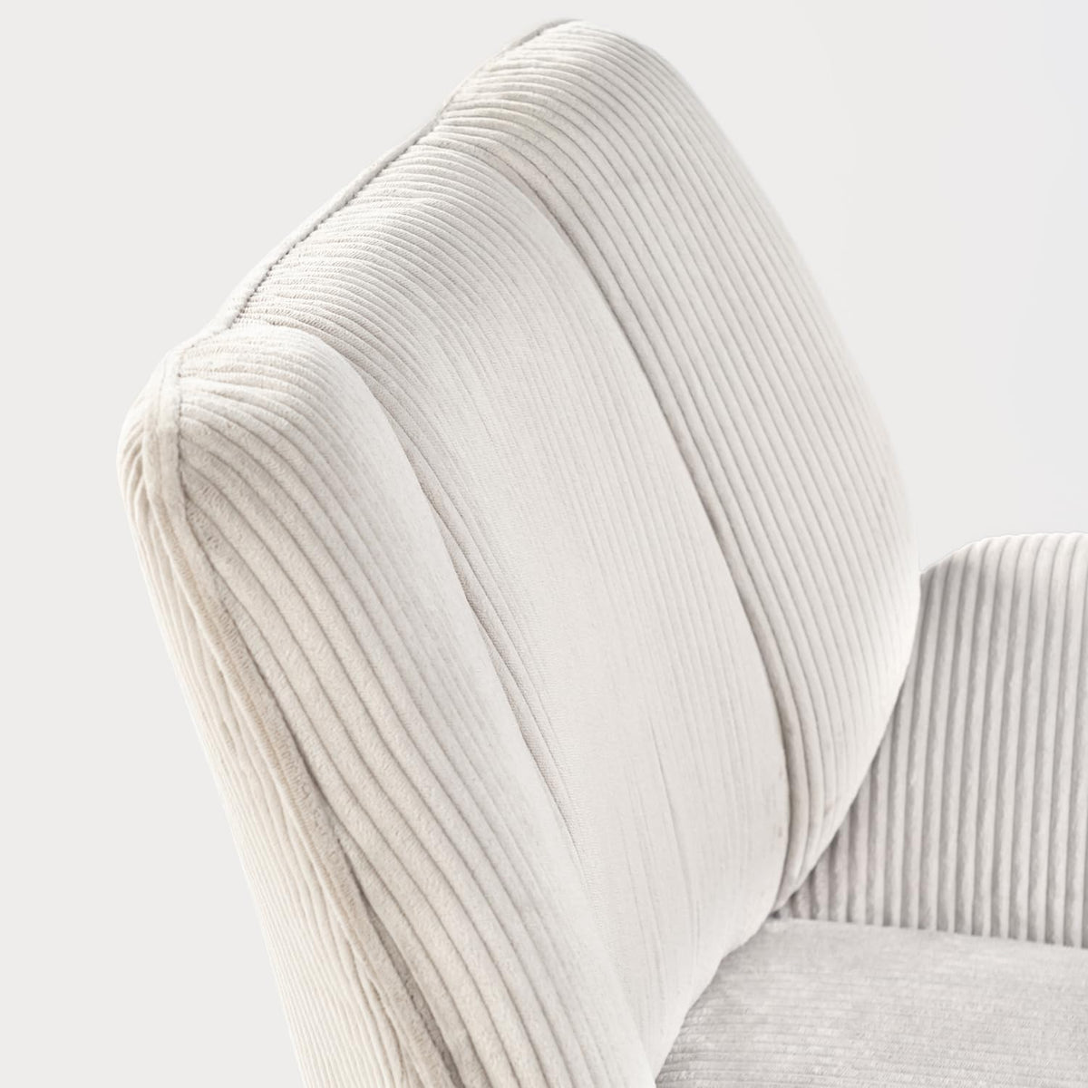 MEUBLE COSY Padded swivel chair for living room, bedroom, office, reclining chair with thick seat, backrest and armrests made of ribbed velvet, taupe - QUORE