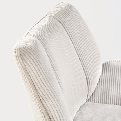 MEUBLE COSY Gevoerde draaistoel voor woonkamer, slaapkamer, kantoor, relaxstoel met dikke zitting, rugleuning en armleuningen van geribbeld fluweel, taupe