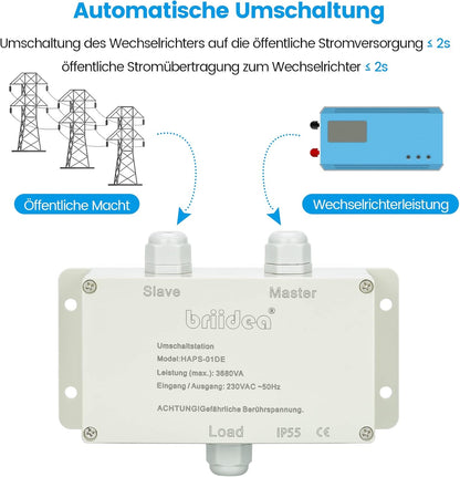Briidea 16A 230 V RV Netwerk Prioriteit Schakelaar Station 16A Schakelaar Station Camping Inverter 16A