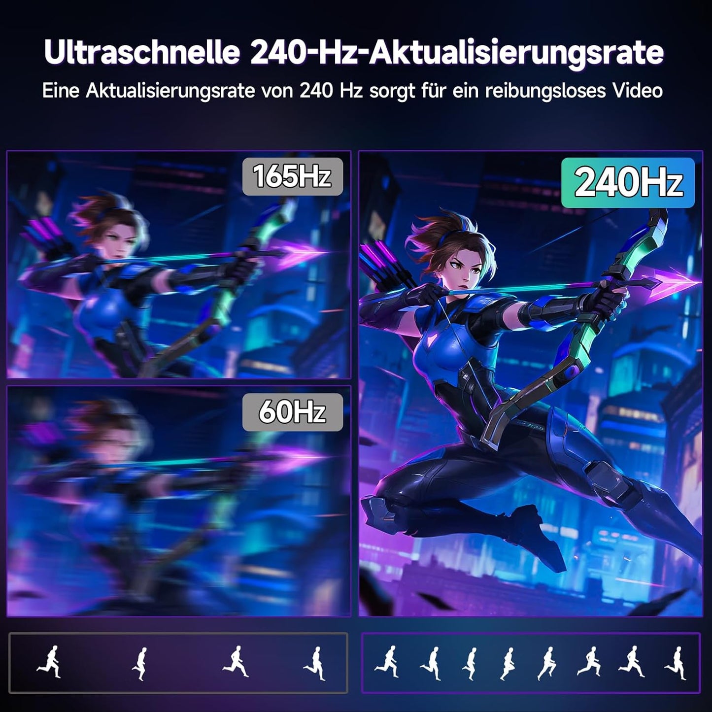 KOORUI 24 Zoll Gaming Monitor,Full HD 240Hz Bildschirm,24.5 1920 x 1080 Rapid IPS Panel,Oc to 260Hz,DisplayPort 1.4 & HDMI 2.0,HDMI 2.0 Cable,HDR400,Schwarz - QUORE
