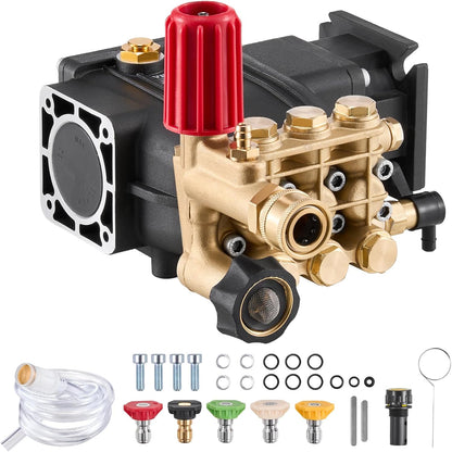 Hogedrukreinigerpomp – Vervangende Pomp, Hogedrukpomp, Waterpomp, Triplex Plunjerpomp Voor Horizontale Motor – Tot 3300 PSI – 2,5 GPM