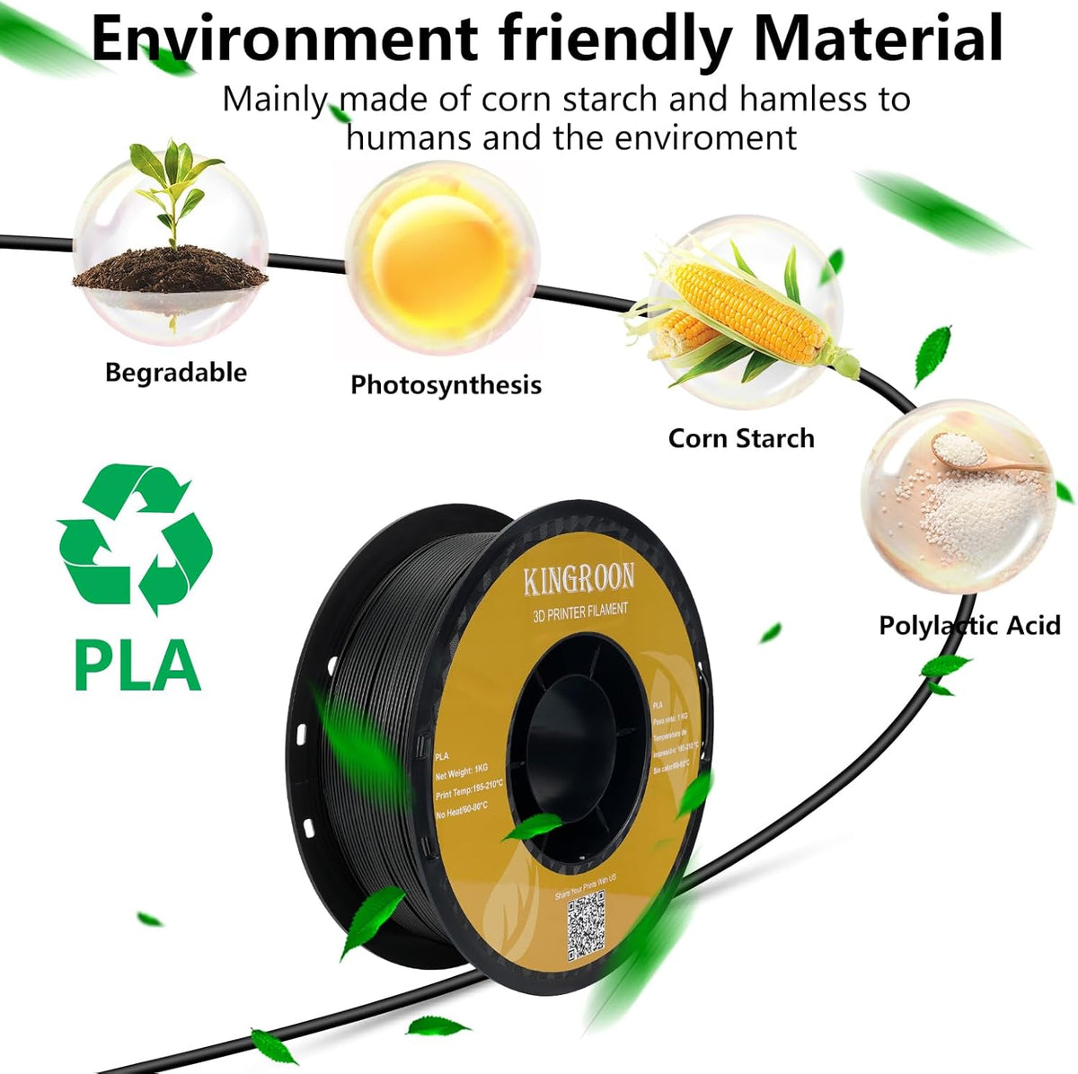 PLA Filament Bundel – 3D Printer Filament – 3D Print Draad – 3D Printer Draad – PLA 3D Filament – 10 kg Veelkleurig – Nauwkeurige Diameter ±0,03 mm – Vacuümverpakte Spoelen