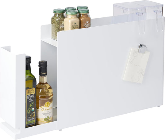 Yamazaki 6003 TOWER Sliding Seasoning Rack, white, Steel/Polypropylene, 12.5 x 50~93 x 36.7 cm