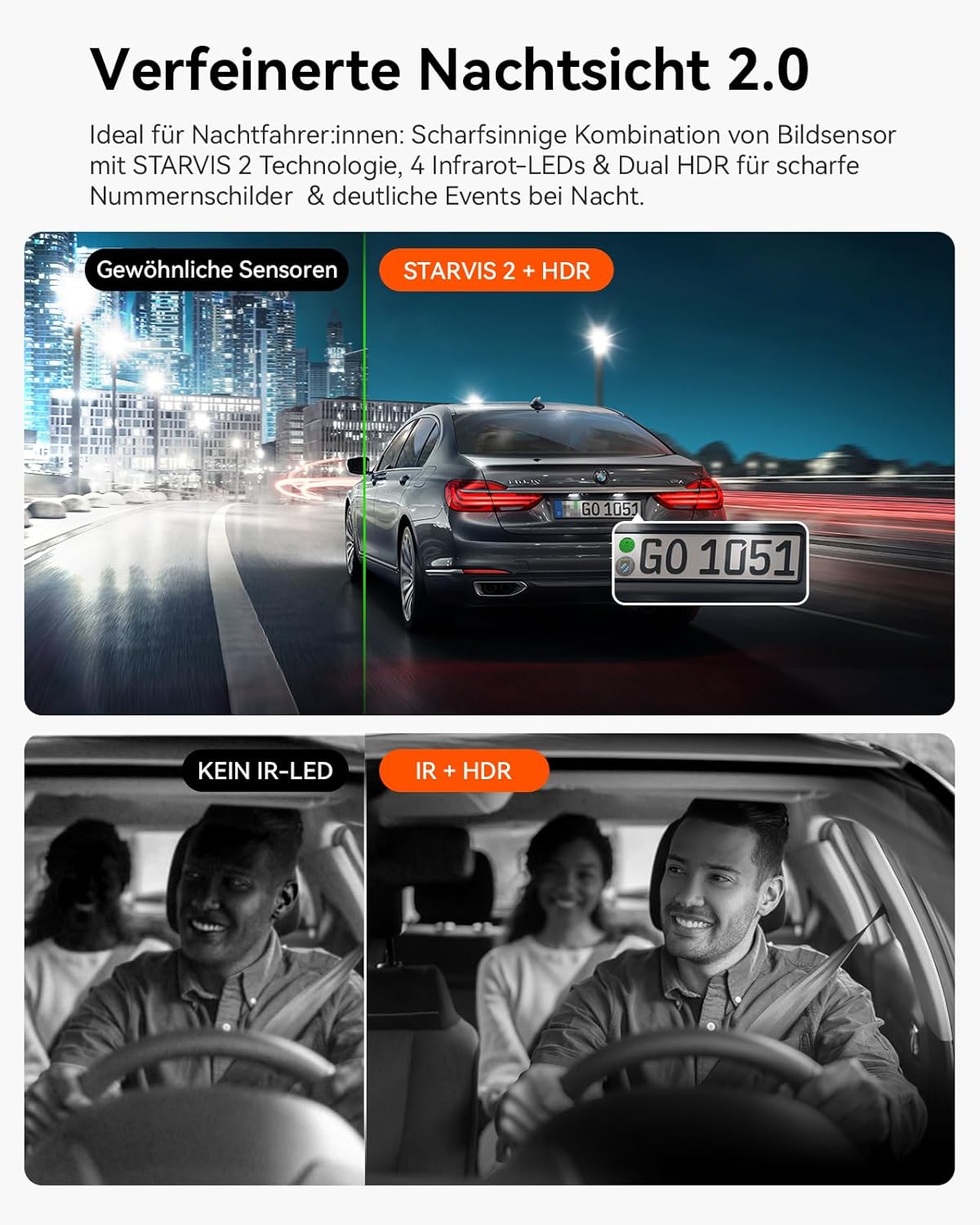 VANTRUE N2X 2,7K+1080P dashcam auto-interieur, STARVIS 2 Dual HDR nachtzicht dashcam, 2,5K/60FPS voorkant, GPS, WiFi, app en stembediening, 2″ 323° dashcam 24/7 parkeermodus, G Sensor, maximaal .512G