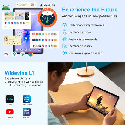 Blackview Tab60 WiFi Tablet Android 15, 12 GB + 128 GB (TF 2 TB) Octa-Core WiFi 6, Tablet 10 inch 5100 mAh 8 MP + 5 MP Widevine L1, Bluetooth 5.2, Gemini AI, GMS, pc-modus met meerdere vensters