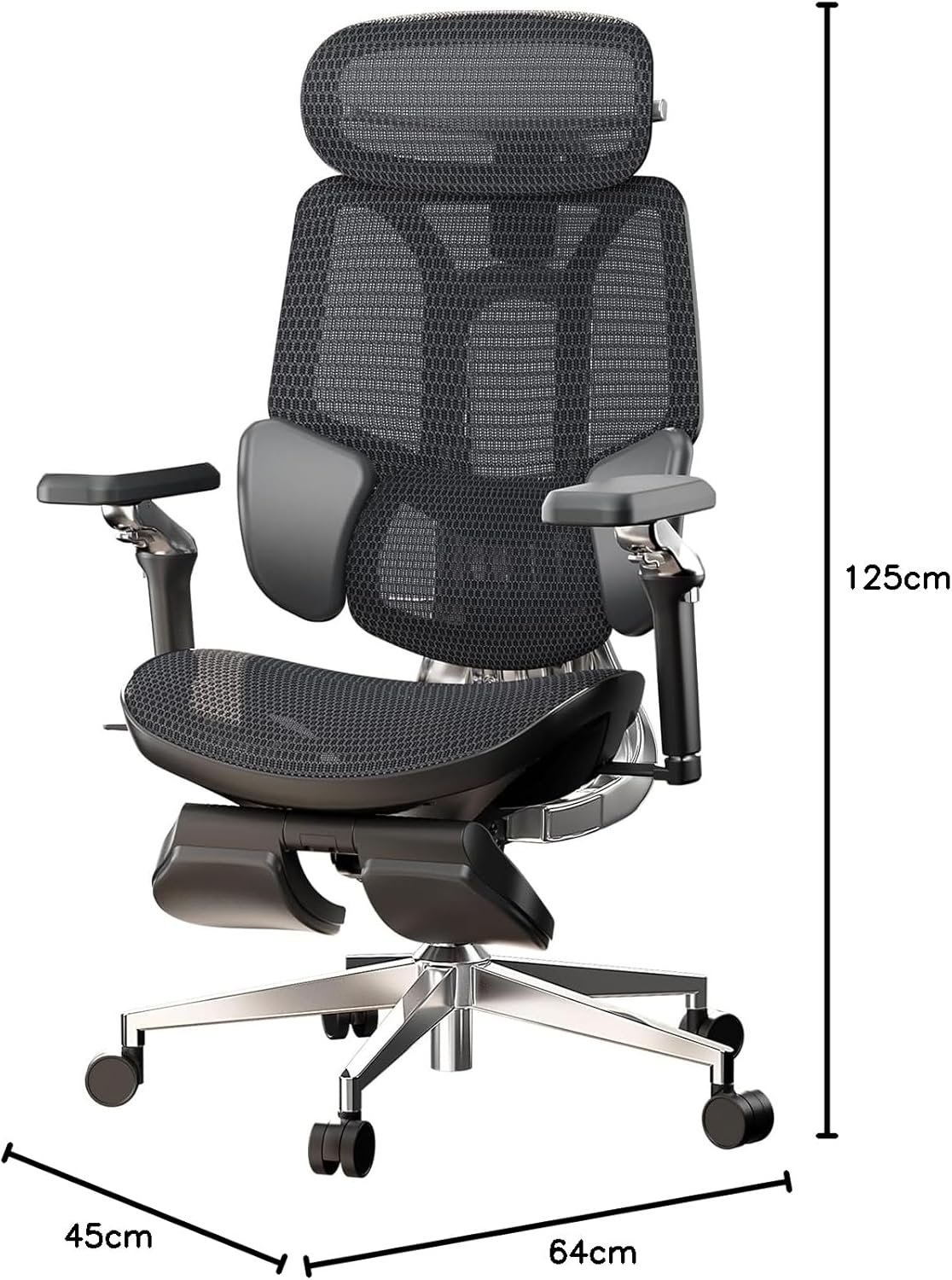 Hbada E3 Ultra Ergonomische Bureaustoel, Grote en Hoge Bureaustoel – met 3-Zones Dynamische Lendensteun, 360° Mechanische Armleuningen, 4D Verstelbare Hoofdsteun, Zwart