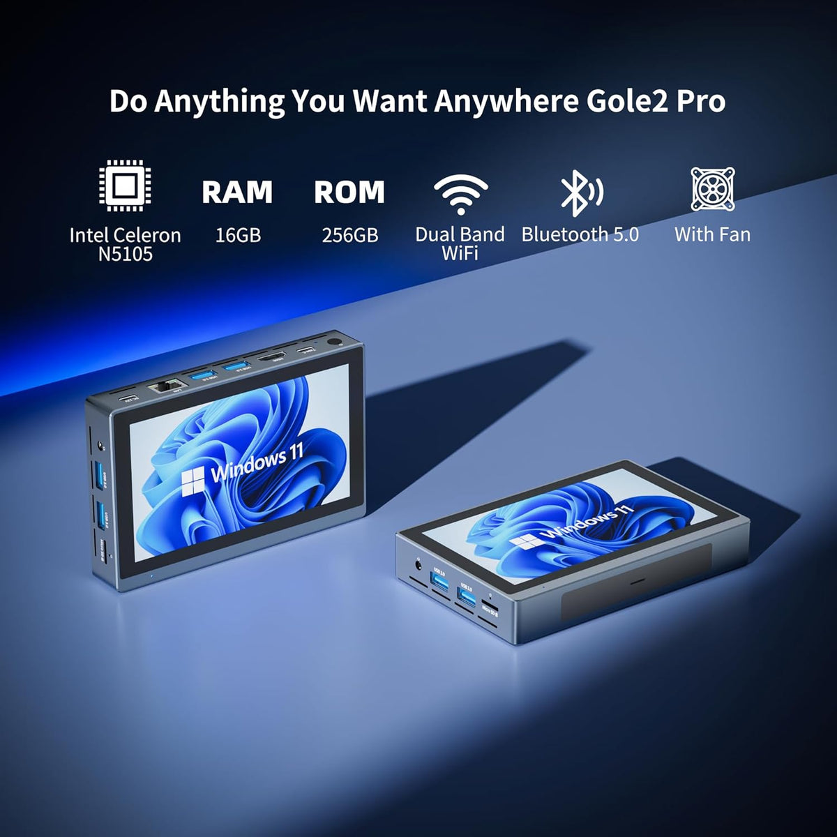 Mini PC – Mini Computer – Mini Desktop – Compact PC – Touchscreen PC – Intel Celeron N5095 – 16GB DDR4 – 5,5" HD Touchscreen – Dual 4K Output