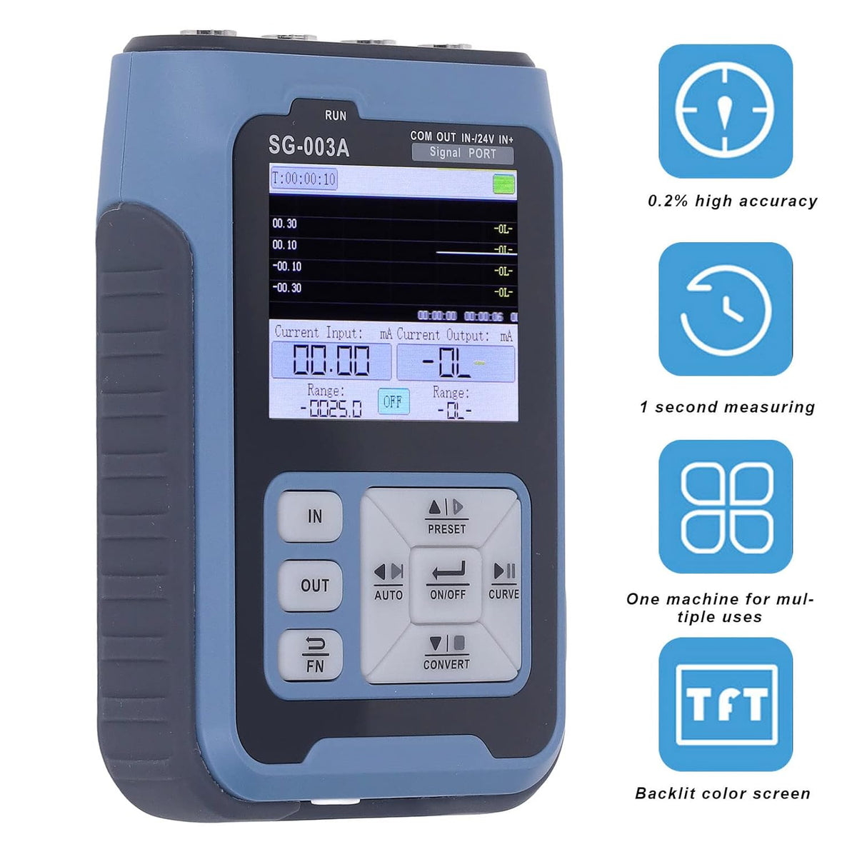 SG 003A Multifunctionele Signaalbrongenerator Meerdere Signaalmodi Automatische Uitgangsfunctie 2,4 Inch Digitale Display Spanning Frequentiegenerator voor PLC-systeemfoutopsporing EU-stekker