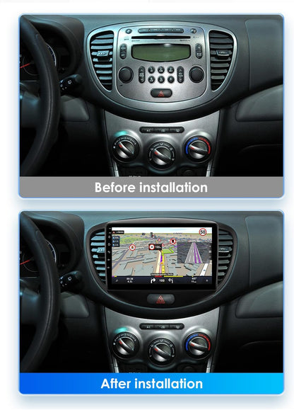 Ossuret Autoradio voor Hyundai I10 (2007-2013), 9 Inch Android 14 Aanraakscherm 2+32GB GPS Navigatie met Carplay Android Auto WiFi Bluetooth Stuurwielbediening DSP USB TPMS OBD2 DAB+