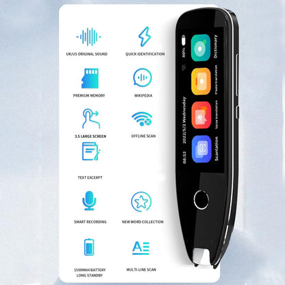Vertaalpenscanner, Vertaalapparaat voor 134 Talen met 3,5-inch Touchscreen, Bluetooth Offline Scan Voice Reader-pen, Vertaler voor Leren, Zakelijk