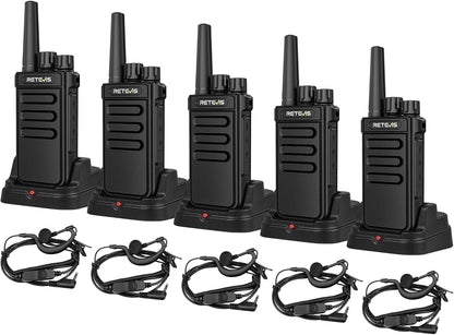 Retevis MateTalk P64 Digitale 2-Weg Radio met Oortelefoon, Professionele Walkie Talkies Lange Afstand, Compatibele Repeater, Groepsgesprek, voor Communicatiehandelaren en Retailers (5 pack)