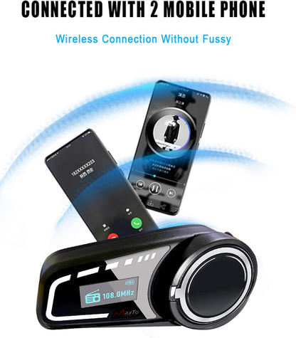 QSPORTPEAK M2C Motorfiets Intercom Headset Luidsprekers, 1000 m 6 Rijders Motorbike Intercom Universele Bluetooth Motorhelm Communicatie Systeem Spraakwijzerplaat/Bruikbaar tijdens het opladen (2