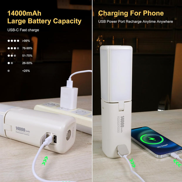KLARUS CL2 Pro campinglamp 14000mAh supergrote capaciteit, vrij opvouwbare oplaadbare LED-campinglantaarn, 750 lumen, 8 lichtmodi Ideaal voor cadeau, kamperen, noodpakketten en reizen