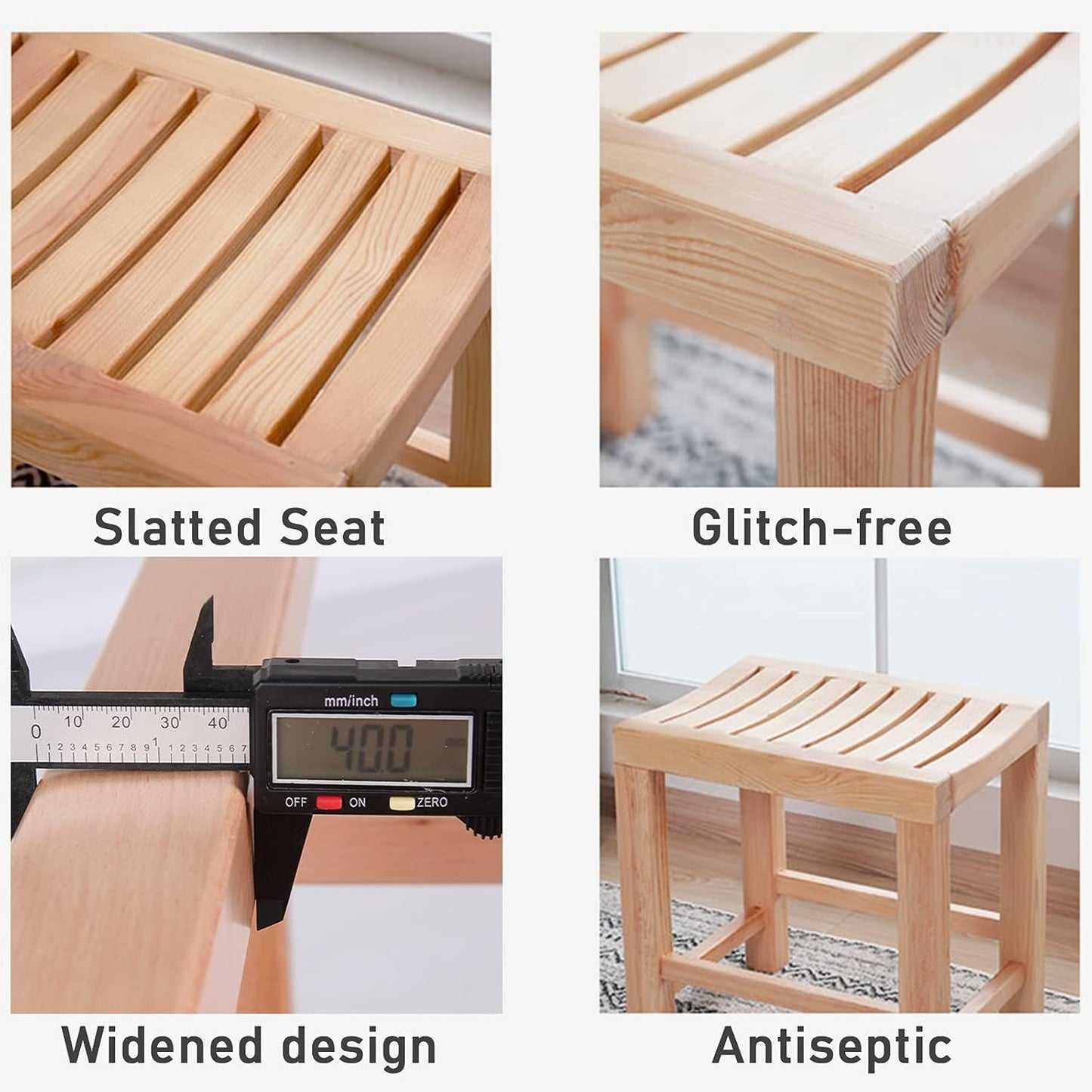 AMSXNOO Bamboe badkamerkruk, Douchekruk Badkruk voor Garderobe Bijzettafel Badkamer Zitbank Spa Sauna, HxBxD: 50 x 42 x 28 cm (Kleur: Natuurlijk, Grootte: 42 x 28 x 50 cm)