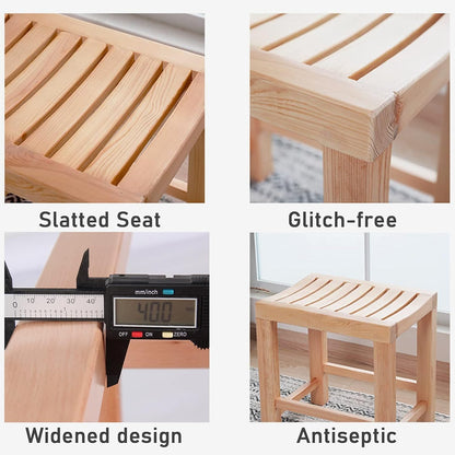 AMSXNOO Bamboe badkamerkruk, Douchekruk Badkruk voor Garderobe Bijzettafel Badkamer Zitbank Spa Sauna, HxBxD: 50 x 42 x 28 cm (Kleur: Natuurlijk, Grootte: 42 x 28 x 50 cm)