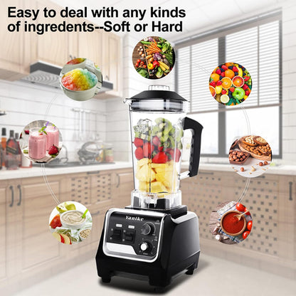 Professionele blender, 2200 W, huishoudelijke en commerciële high-performance mixer voor shakes en smoothies met 2 liter BPA-vrije Tritan-kruk, timer (blender)