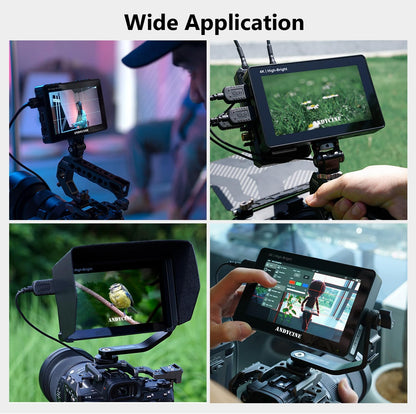 ANDYCINE A6 II 5.5 inch Camera Monitor, 1600 Nit 4K 60Hz HDMI HDR Touch Screen, 1920x1080P FHD DLSR Video Field Monitor, Support Waveform 3D LUT Peaking Focus (with Battery, Carry Case) - QUORE