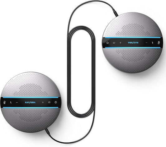 Bluetooth Conference Speakerphone SP300KIT 2pk Bundle, tot 16 deelnemers, 18 uur gesprekstijd, 360° spraakovername, 2 x 6 AI Echo & Noise Cancelling microfoon, Daisy Chain