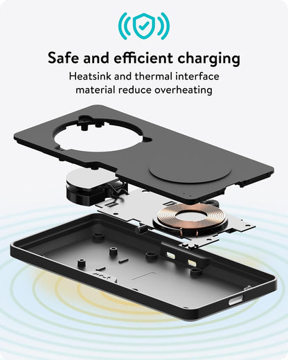 Mous - Dual Charging Station met Qi2 tot 15W snel opladen - MagSafe oplader compatibel met iPhone 16/15/14/13/12 serie en Airpods - USB-C kabel - Aramide Fibre