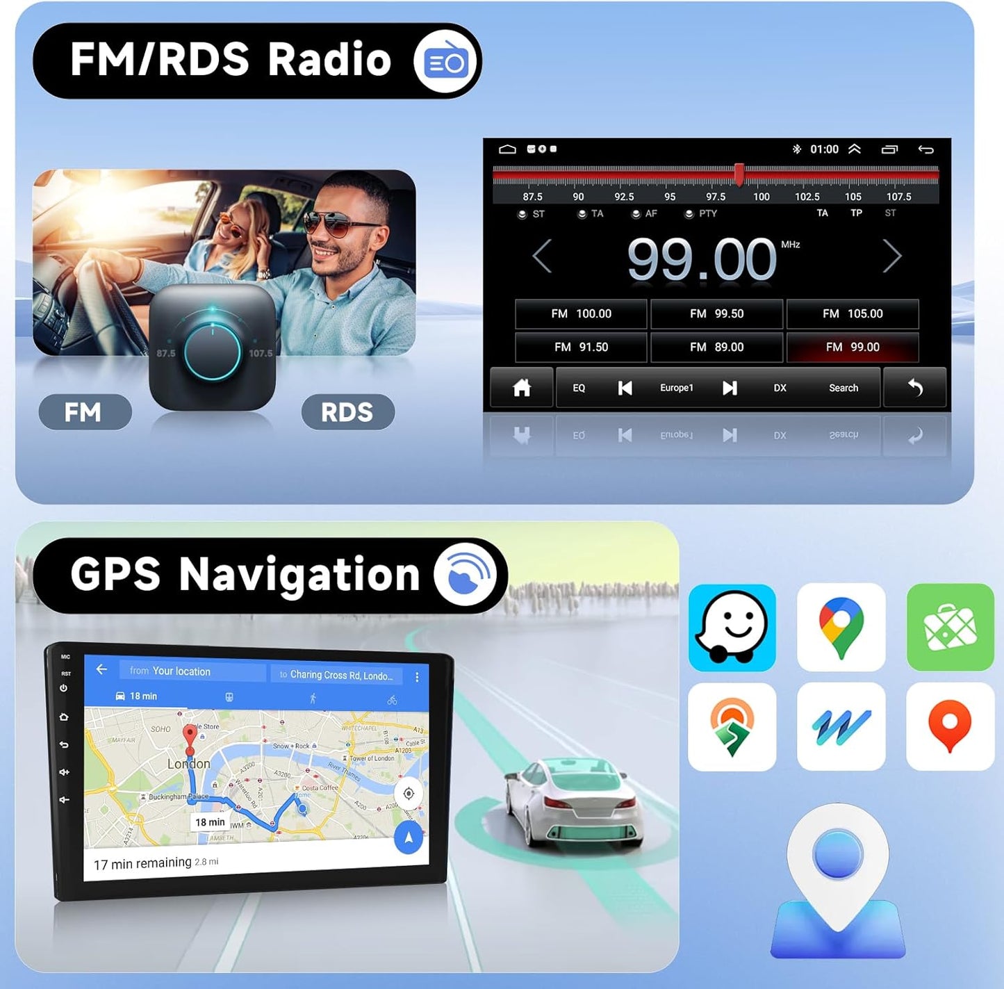 Autoradio – CarPlay Autoradio – Multimedia Radio – Auto Radio – 1-DIN Radio – 9 Inch Touchscreen – Draadloze CarPlay & Android Auto – Inclusief Achteruitrijcamera