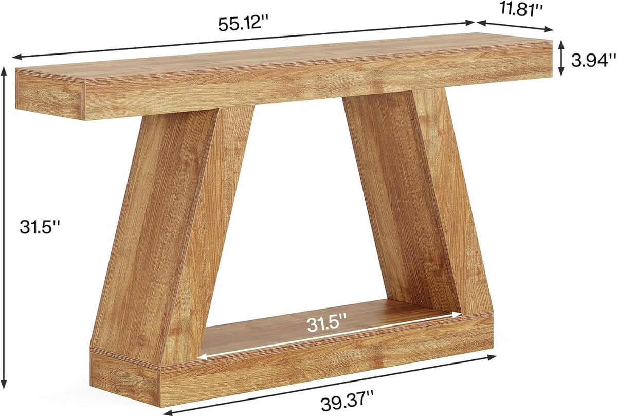 Tribesigns Console Table, 140 x 30 x 80 cm, Side Table, Corridor Table, Sofa Table for Small Spaces, Console Table with Storage Space at Entrance, Hallway, Living Room, Natural Brown