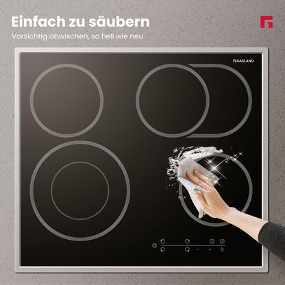 Zelfstandige Glaskeramische Kookplaat – Keramische Kookplaat – Elektrische Kookplaat – Inbouw Kookplaat – Zelfvoorzienende Kookplaat – 60 cm Breed – Roestvrijstalen Frame – 4 Kookzones Met Meercirkel En Braadzone – 6600W Vermogen